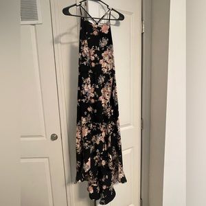 Hi low black floral dress